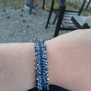 Elegant Blue Beaded Bracelet with Intricate Design